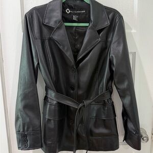 Outer Edge Black Leather Belted Jacket